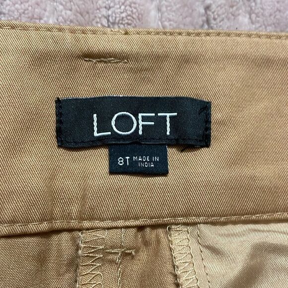 LOFT Women’s Camel Brown Crop Wide Leg Dress Pants with Belt - Picture 6 of 7